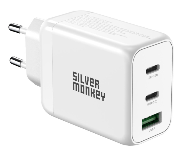 Silver Monkey Ładowarka sieciowa GAN 65W USB-C PD USB A QC 3.0 - 603419 - zdjęcie 3